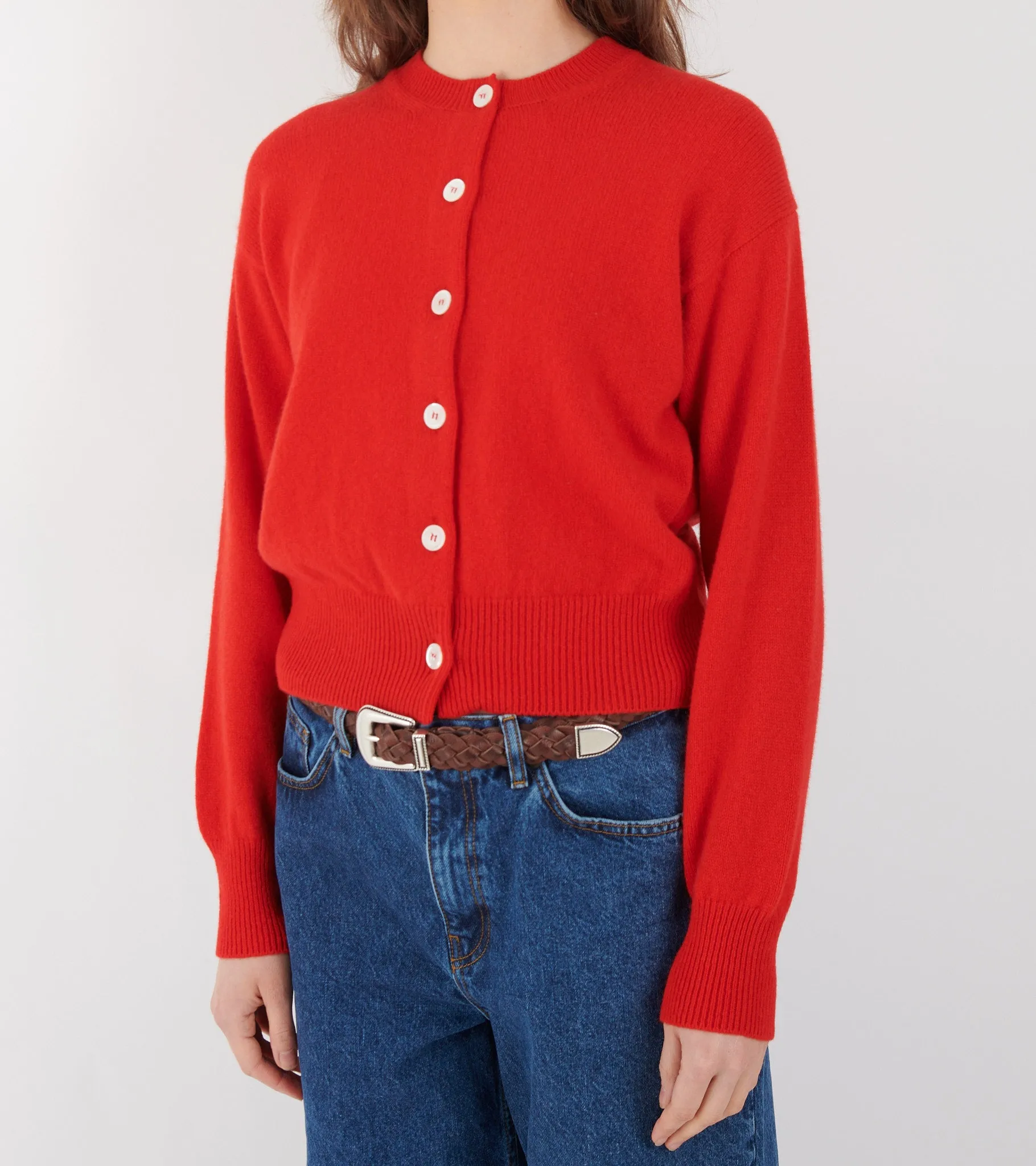 Ada Crewneck Cardigan Poppy Red