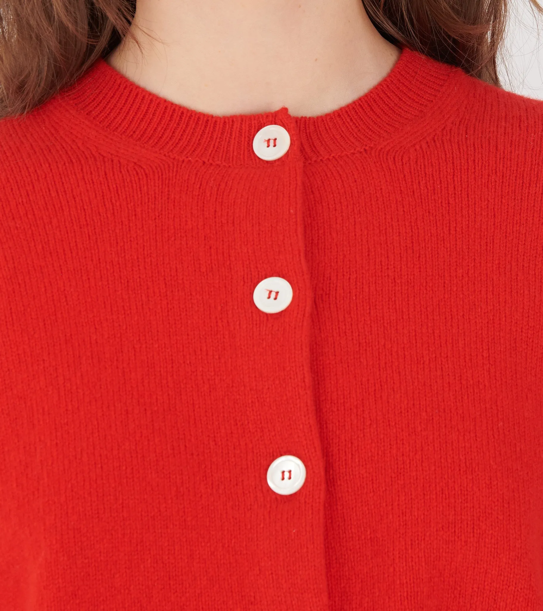 Ada Crewneck Cardigan Poppy Red