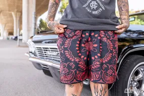 Cukui x Krucial Paisley Shorts - Blk / Red