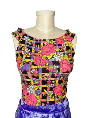 Neon Floral Boatneck Top (Small)