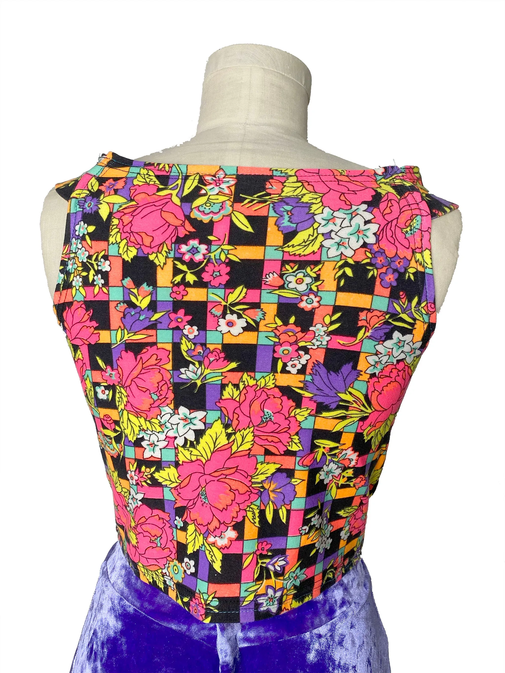 Neon Floral Boatneck Top (Small)