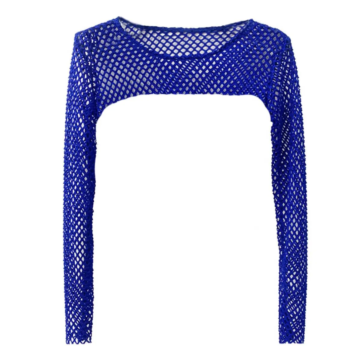 Open Chest Long Sleeve Fishnet Crop Top