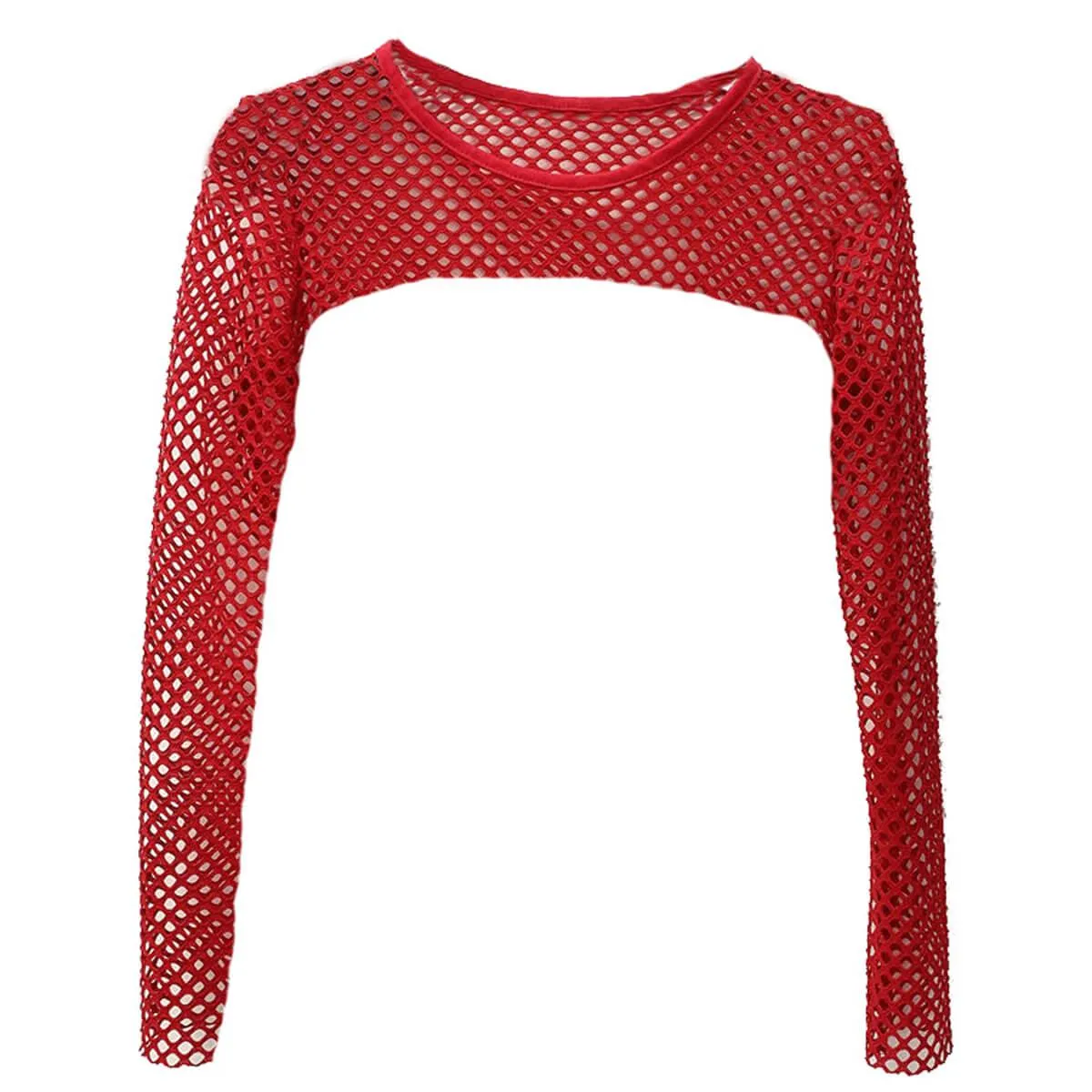 Open Chest Long Sleeve Fishnet Crop Top