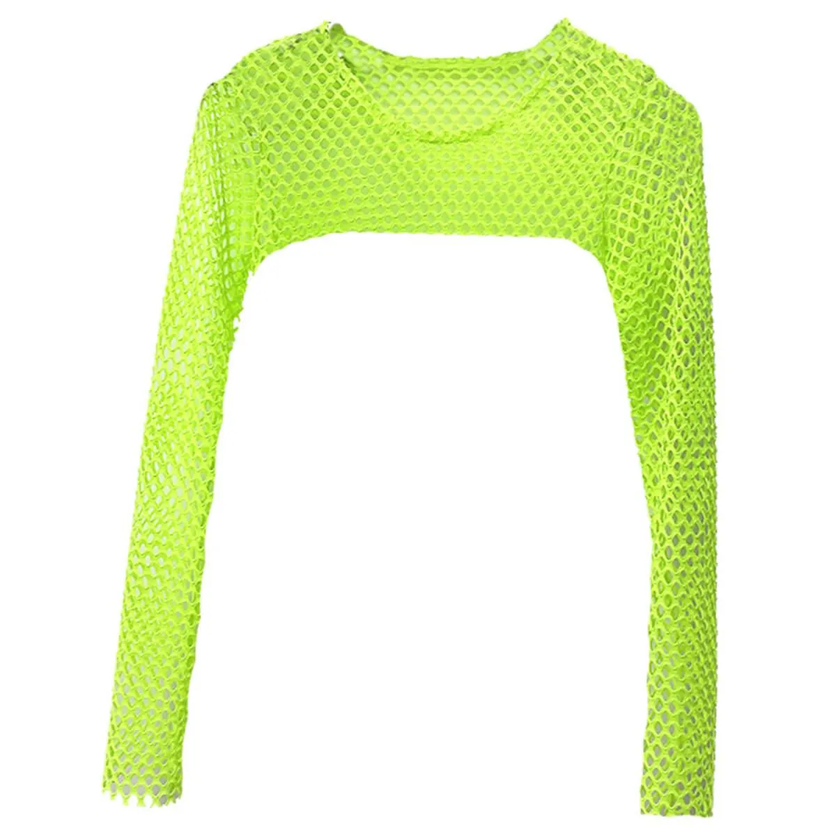 Open Chest Long Sleeve Fishnet Crop Top