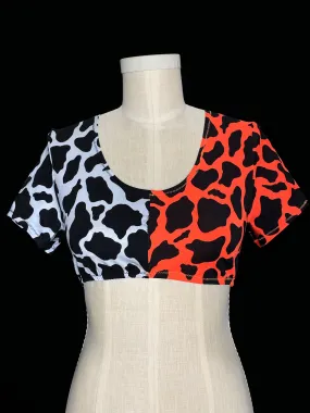 Orange & White Cow Swim Crop (Medium)